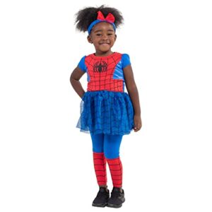 Marvel Spider-Man Toddler Girls Tulle Cosplay Dress Leggings and Headband 3 Piece 5T