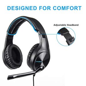 LETTON L6 3.5mm Gaming Headset Stereo Over Ear Wired Noise Canceling Headphones,Deep Bass Volume Control Xbox One PS4 PC Mac Headphones with Microphone for Laptop Nintendo Switch Games (Blue)