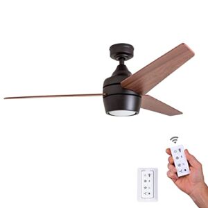 honeywell ceiling fans eamon - 52-in modern indoor fan with remote control - led ceiling fan with light - modern room fan with dual finish blades - model 50603-01 (bronze)