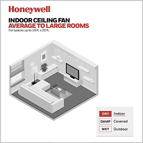 Honeywell Ceiling Fans Eamon - 52-in Modern Indoor Fan with Remote Control - LED Ceiling Fan with Light - Modern Room Fan with Dual Finish Blades - Model 50603-01 (Bronze)