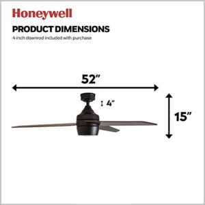 Honeywell Ceiling Fans Eamon - 52-in Modern Indoor Fan with Remote Control - LED Ceiling Fan with Light - Modern Room Fan with Dual Finish Blades - Model 50603-01 (Bronze)