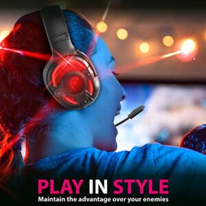 Fosmon Gaming Headset with Detachable Microphone, (50mm NdFeb Magnetic Driver) Strong Bass Over Ear Headphone with Ergonomic Headband Compatible with Xbox PS5 Nintendo Switch PC Laptop Desktop Mac