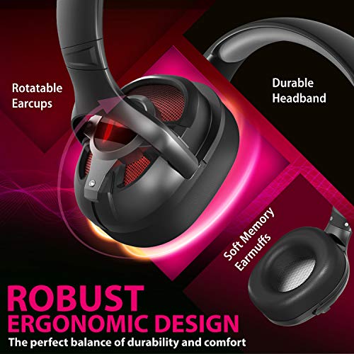 Fosmon Gaming Headset with Detachable Microphone, (50mm NdFeb Magnetic Driver) Strong Bass Over Ear Headphone with Ergonomic Headband Compatible with Xbox PS5 Nintendo Switch PC Laptop Desktop Mac