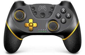miss home switch controller wireless, gaming pro controller for switch/switch lite/switch oled, switch remote gamepad with joystick (black gold)