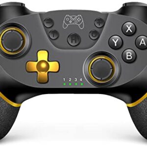 Miss Home Switch Controller Wireless, Gaming Pro Controller for Switch/Switch Lite/Switch OLED, Switch Remote Gamepad with Joystick (Black Gold)