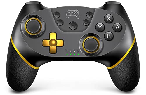 Miss Home Switch Controller Wireless, Gaming Pro Controller for Switch/Switch Lite/Switch OLED, Switch Remote Gamepad with Joystick (Black Gold)