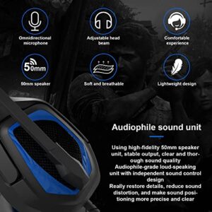 Emonoo Gaming Headset for PS4 PS5 Xbox Switch, Wired Over-Ear Headphones with Adjustable Active Noise Cancelling Mic for PC & MAC, Blue