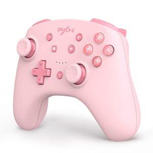 PXN Wireless Switch Controller for Nintendo Switch/Switch Lite/OLED, Support iOS(16 Version Only) Switch Pro Controller with Turbo, Wake-up, NFC, Motion, Vibration Wireless Switch Controller-Pink