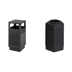 safco products canmeleon outdoor/indoor recessed panel trash can 9476bl, black & canmeleon outdoor/indoor open top pentagon trash can 9485bl, black, five fluted panels, 30-gallon capacity