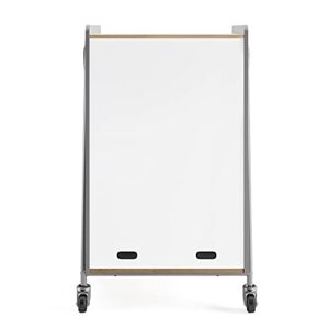 Safco Products 3934GRY Whiffle Typical 14, Double Column 12-Tote 4-Shelf Doored Rolling Storage Cart with Magnetic Dry-Erase Back, Gray, 48" H, Tall