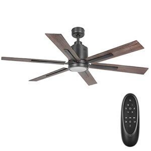 60 inch dc motor farmhouse ceiling fan with lights(3000k) remote control, reversible motor and blades, etl listed industrial indoor ceiling fans for kitchen, bedroom, living room, basement, black