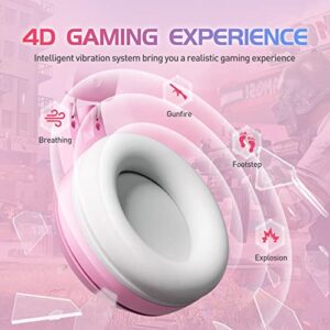 SOMIC G951pink Gaming Headset for PC, PS4, PS5, Laptop, Cat Ear Headphone USB Gaming Headphones with Mic Noise Cancelling, LED Light, 7.1 Virtual Surround Sound for Girls, Women