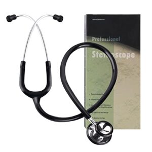 dual head stethoscope with black tubing,eartips and earpiece for adult home use,doctor and nurse accessories for work