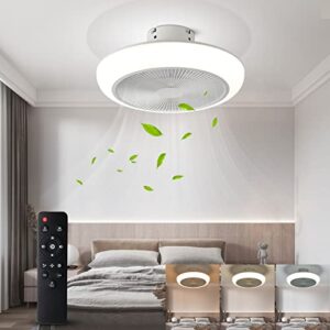 ceiling fan with lights remote control 18" modern bladeless ceiling fan 72w low profile flush mount ceiling fan light kits smart led dimmable enclosed ceiling fan for bedroom kitchen living room