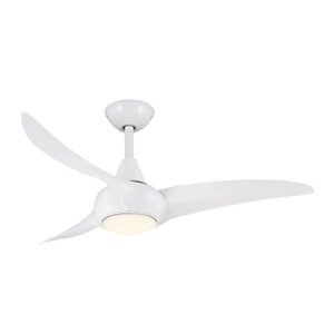 minka-aire f845-wh light wave 44" ceiling fan with led light and remote control in white finish