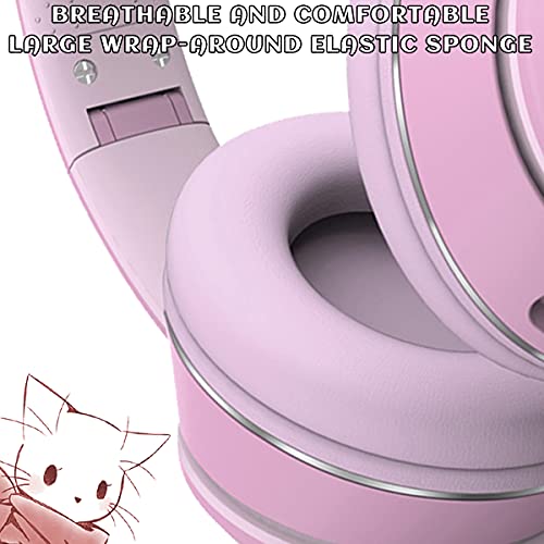 Cat Ear Gaming Headsets with Detachable Mic RGB Light Flashing Glowing Stereo Headphones, 7.1 Spatial Stereo Surround Sound Headset Over-Ear for PC, Xbox One, X & S, PS4, PS5, Nintendo Switch, Mobile