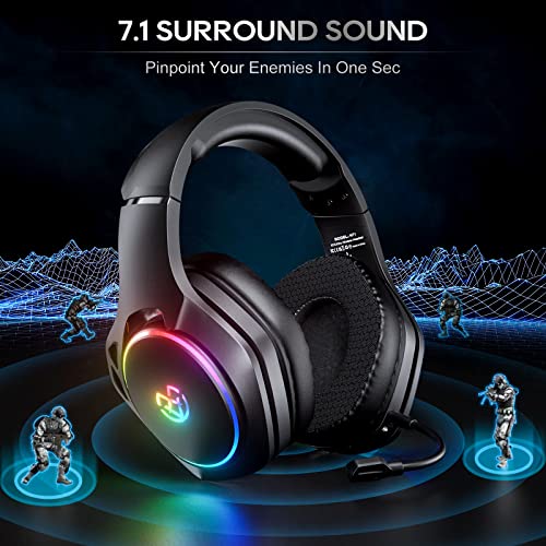 Tatybo 5.8GHz Wireless Gaming Headset with Detachable Mic for PC PS4 PS5 Mac Switch, Bluetooth 5.2 Gaming Headphones, 7.1 Surround Sound