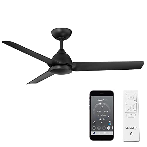 WAC Smart Fans Mocha Indoor and Outdoor 3-Blade Ceiling Fan 54in Matte Black with Remote Control works with Alexa and iOS or Android App