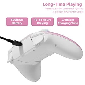 Gradient Pink Wireless Switch Controller Compatible with Nintendo Switch/OLED/Lite Steam Deck, Mytrix Pro Controller with Turbo, Motion, Vibration, Wake-Up, Headphone Jack and Dynamic Joystick RGB Lighting
