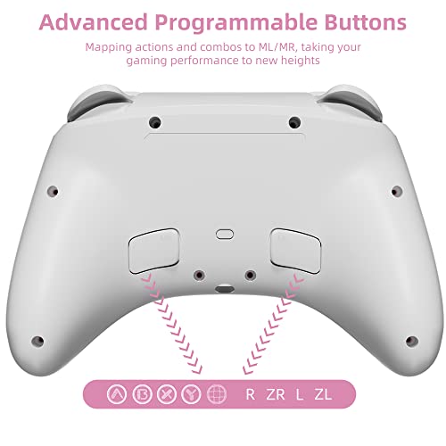 Gradient Pink Wireless Switch Controller Compatible with Nintendo Switch/OLED/Lite Steam Deck, Mytrix Pro Controller with Turbo, Motion, Vibration, Wake-Up, Headphone Jack and Dynamic Joystick RGB Lighting
