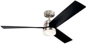 kichler 300275ni spyn 52" ceiling fan with led lights and wall control, brushed nickel