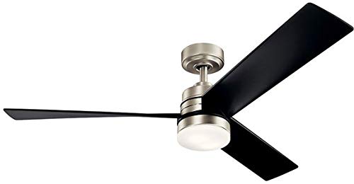 Kichler 300275NI Spyn 52" Ceiling Fan with LED Lights and Wall Control, Brushed Nickel