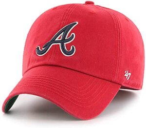 '47 mlb alternate clean up adjustable hat, adult (atlanta braves red)