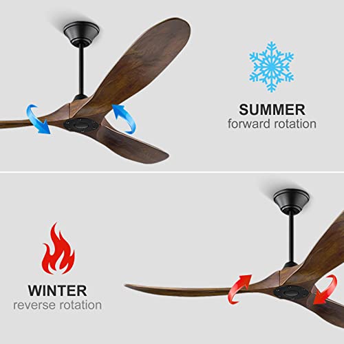 Outdoor Ceiling Fans without Light, 70" Modern Low Profile Flush Mount Ceiling Fan with Remote, 3 Blades Propeller Ceiling Fan No Lights for Patios Farmhouse Bedroom, 6-Speed, Quiet DC Motor, Timer