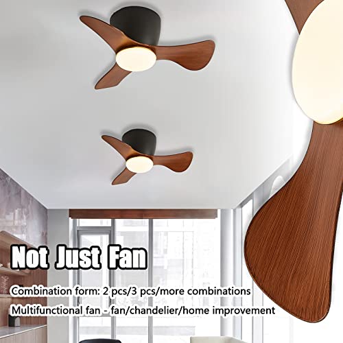 GESUM Ceiling Fan with Lights Remote Control, 22 lnch Small Ceiling Fan with Light 3 Reversible Blades, Low Profile Ceiling Fan for Kitchen Bedroom Dining room, 3 Colors, 6 Speeds, Black…