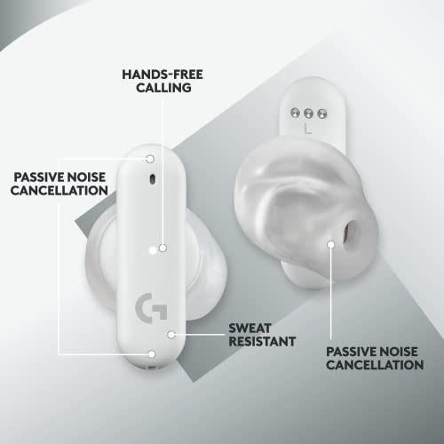 Logitech G FITS True Wireless Gaming Earbuds, Custom Molded Fit, Lightspeed + Bluetooth, Four Beamforming Microphones, PC, Mac, PS5, PS4, Mobile, Nintendo Switch - White