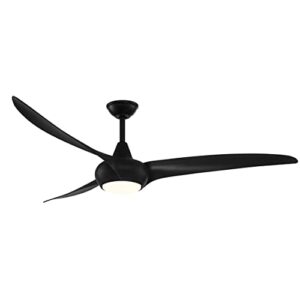 minka-aire f848-cl light wave 65" ceiling fan with led light and remote control in coal finish
