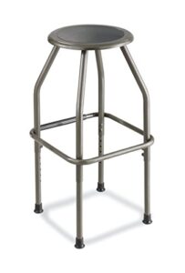 safco 6666 diesel series industrial stool stationary padded seat steel frame pewter (saf6666)