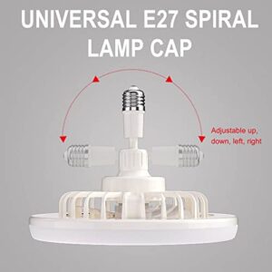 E27 Fan Light, Ceiling Fan with Lights, Enclosed Low Profile Fan Lights LED Dimmable with Light Kit Lamp, Modern Indoor Flush Mount Ceiling Fan for Living Room Bedroom, E27 Socket Easy to Install #B