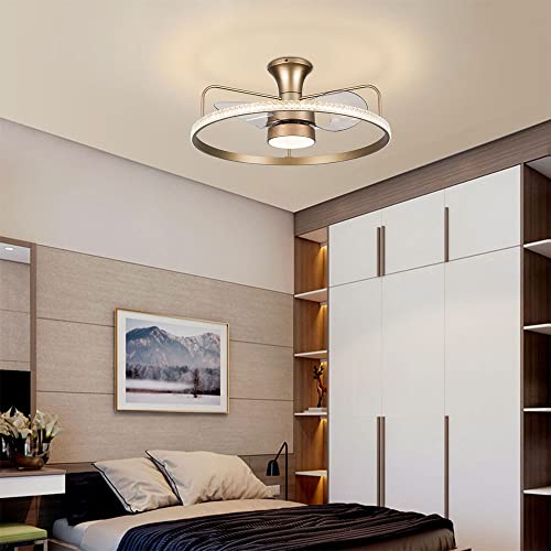 HAPPCUCOE 26" Ceiling Fan Crystal Chandelier Modern Ceiling Fan Light Pendant Lamp Fixture Indoor w/Light 3-Color Dimmable LED Chandelier Remote Control 3-Speed Bedroom Living Room