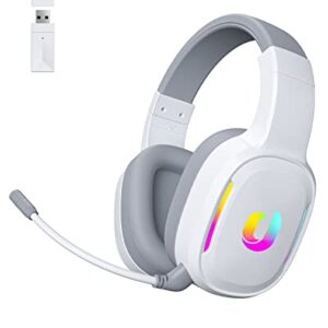 Jeecoo G80 Wireless Gaming Headset - 7.1 Surround Sound, Detachable Noise Canceling Mic, Low Latency 2.4G Wireless Gaming Headphones, Shining RGB - Works with PS4 PS5 PC Laptop Computers