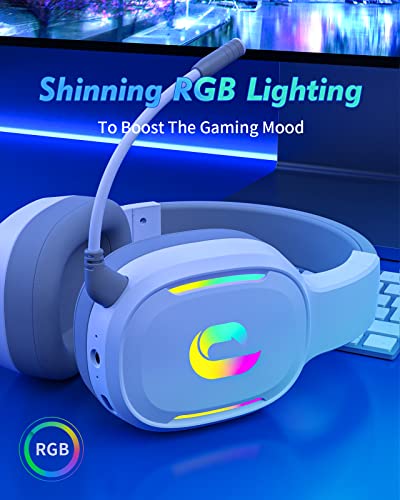 Jeecoo G80 Wireless Gaming Headset - 7.1 Surround Sound, Detachable Noise Canceling Mic, Low Latency 2.4G Wireless Gaming Headphones, Shining RGB - Works with PS4 PS5 PC Laptop Computers