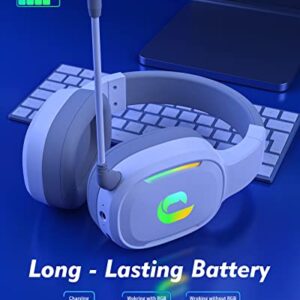 Jeecoo G80 Wireless Gaming Headset - 7.1 Surround Sound, Detachable Noise Canceling Mic, Low Latency 2.4G Wireless Gaming Headphones, Shining RGB - Works with PS4 PS5 PC Laptop Computers