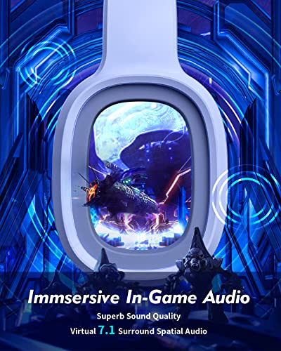 Jeecoo G80 Wireless Gaming Headset - 7.1 Surround Sound, Detachable Noise Canceling Mic, Low Latency 2.4G Wireless Gaming Headphones, Shining RGB - Works with PS4 PS5 PC Laptop Computers