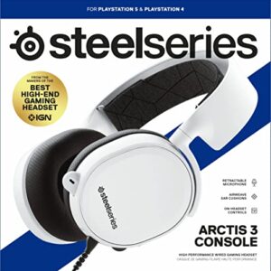 SteelSeries Arctis 3 Console - Stereo Wired Gaming Headset for PlayStation 5 / 4, Xbox Series X|S, Nintendo Switch, VR, Android and iOS - White