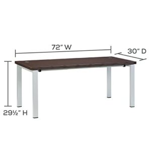 Safco Aberdeen Table Desk with Straight Top in Mocha Finish ABTDS72LDC