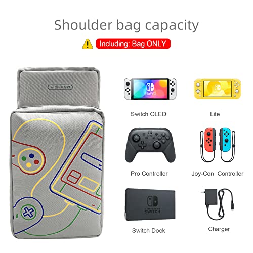 Steam Deck Carrying Bag, Switch/Switch OLED console&Accessories Travel Carrying Case, Mini Retro Console Style Travel Bag, Small Portable Sling Crossbody Shoulder Bag for Hiking Walking Biking (Grey)