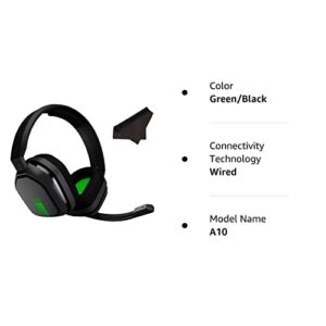 ASTRO Gaming A10 Headset for Xbox One/Nintendo Switch / PS4 / PC and Mac - Wired 3.5mm and Boom Mic by Logitech w/Microfiber Cloth - Bulk Packaging - (Green/Black)