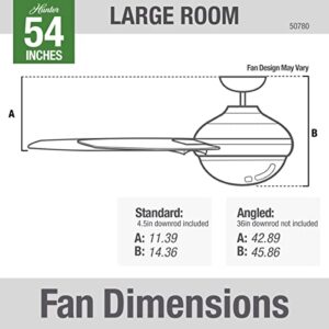 Hunter Fan Company, 50780, 54 inch Leti Noble Bronze Ceiling Fan with LED Light Kit and Wall Control