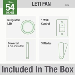 Hunter Fan Company, 50780, 54 inch Leti Noble Bronze Ceiling Fan with LED Light Kit and Wall Control