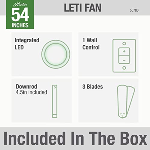 Hunter Fan Company, 50780, 54 inch Leti Noble Bronze Ceiling Fan with LED Light Kit and Wall Control