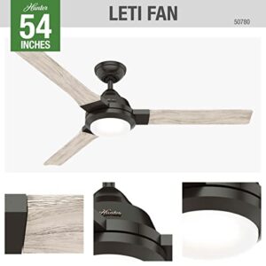 Hunter Fan Company, 50780, 54 inch Leti Noble Bronze Ceiling Fan with LED Light Kit and Wall Control
