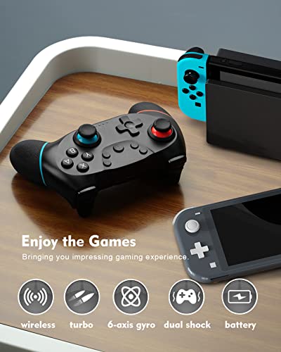 Switch Controller，Pro Controller for Switch/Switch Lite/Switch OLED,NENOTOH Switch Remote Controller Gamepad Joystick, Adjustable Turbo and Dual Vibration，Ergonomic Non-Slip