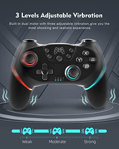 Switch Controller，Pro Controller for Switch/Switch Lite/Switch OLED,NENOTOH Switch Remote Controller Gamepad Joystick, Adjustable Turbo and Dual Vibration，Ergonomic Non-Slip