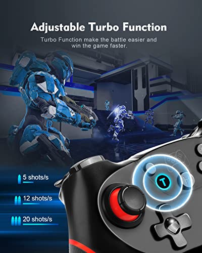 Switch Controller，Pro Controller for Switch/Switch Lite/Switch OLED,NENOTOH Switch Remote Controller Gamepad Joystick, Adjustable Turbo and Dual Vibration，Ergonomic Non-Slip