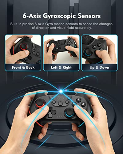 Switch Controller，Pro Controller for Switch/Switch Lite/Switch OLED,NENOTOH Switch Remote Controller Gamepad Joystick, Adjustable Turbo and Dual Vibration，Ergonomic Non-Slip